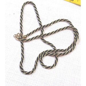 Vintage Trifari Gold Tone Black Rope Necklace 1980s Signed Costume‎ Jewelry